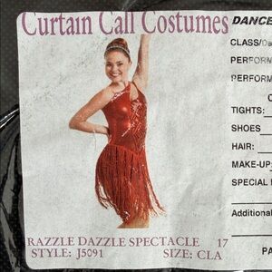 “Razzle Dazzle Spectacle”Red Fringe Dance Costume by Curtain Call Costumes